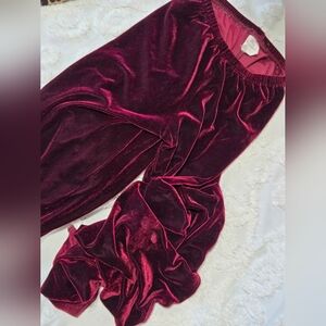 Vintage Velvet Wide Leg Deep Red Body Wrappers Luxurious SM Whimsigoth Dance